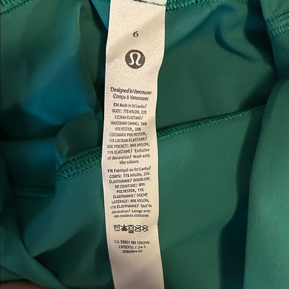 lululemon athletica Teal Leggings NWT size 6 - Picture 2 of 5